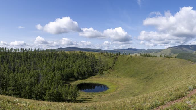 Explore an extinct volcano