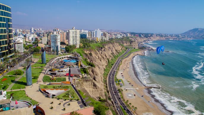Arrive into Lima, Peru's capital