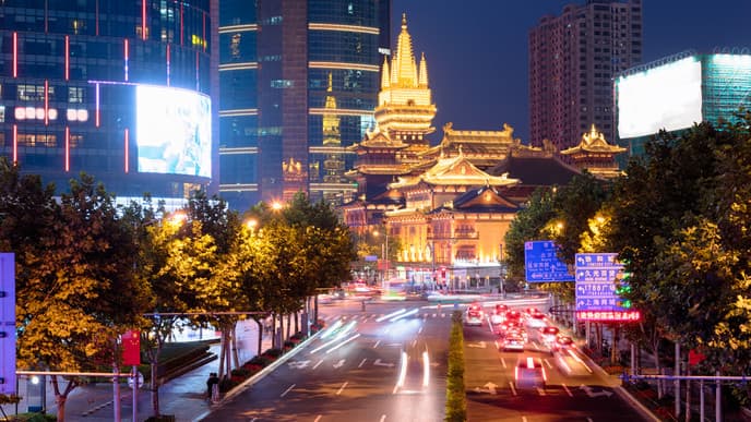 Shanghai aus der Vogelperspektive