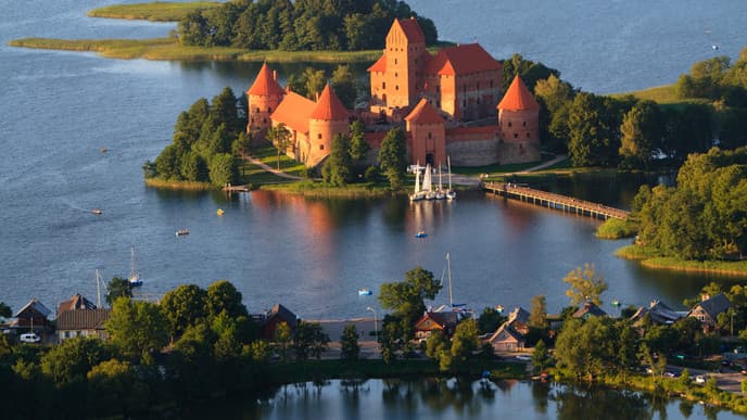 Hot air balloon flight over Trakai