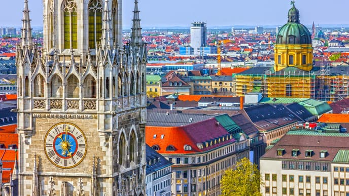 A scenic train journey to Munich