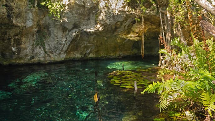 Schwimmen in einer Karsthöhle