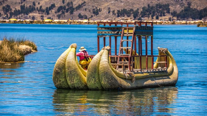 Boat to the lake's floating islands