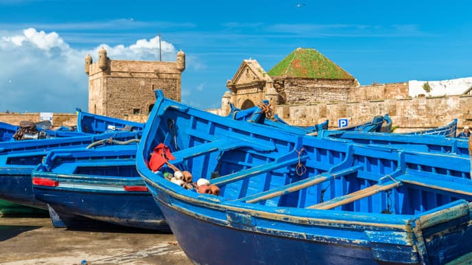 Die blauen Fischerboote von Essaouira