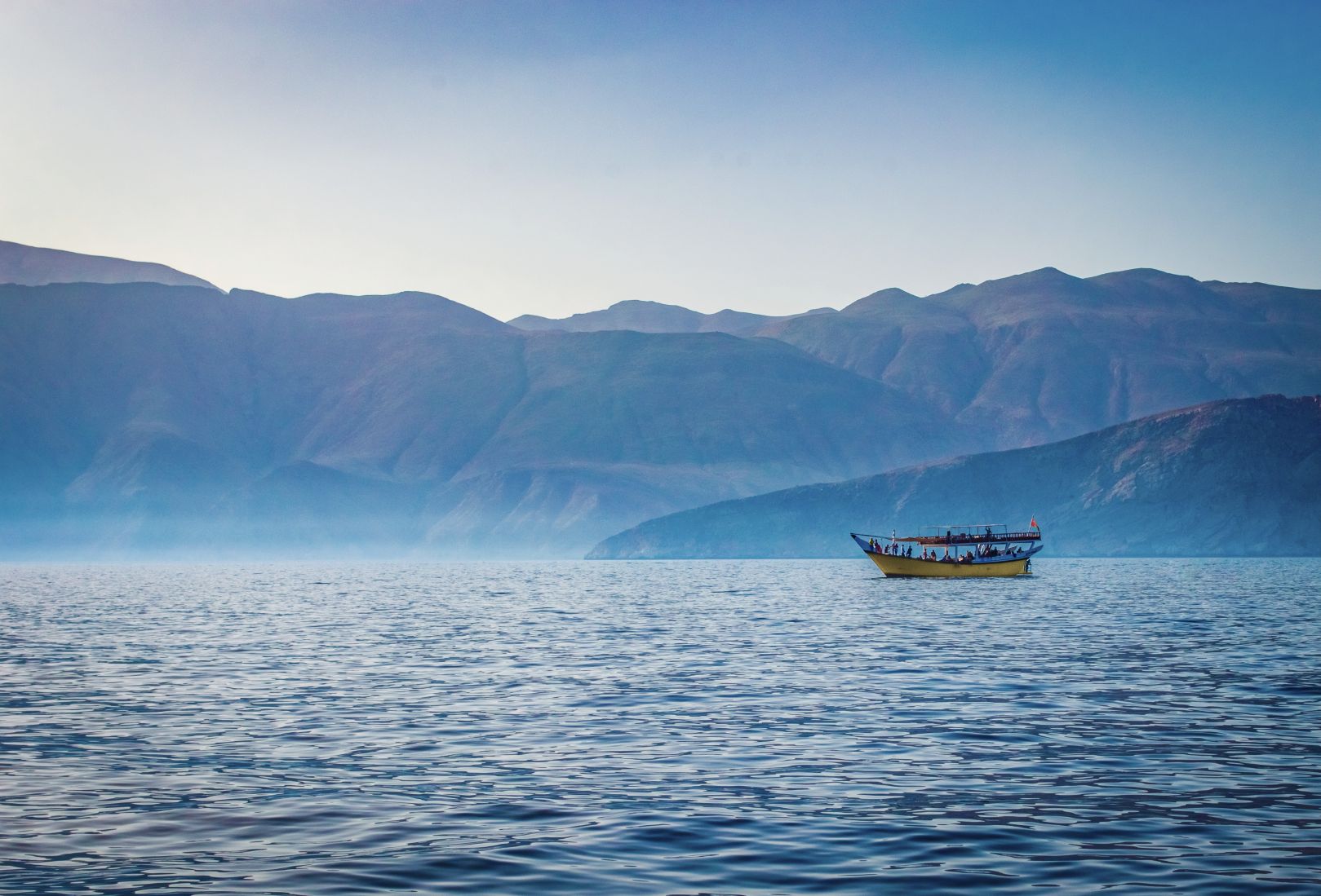Dhow boat on the water in Musandam, Oman