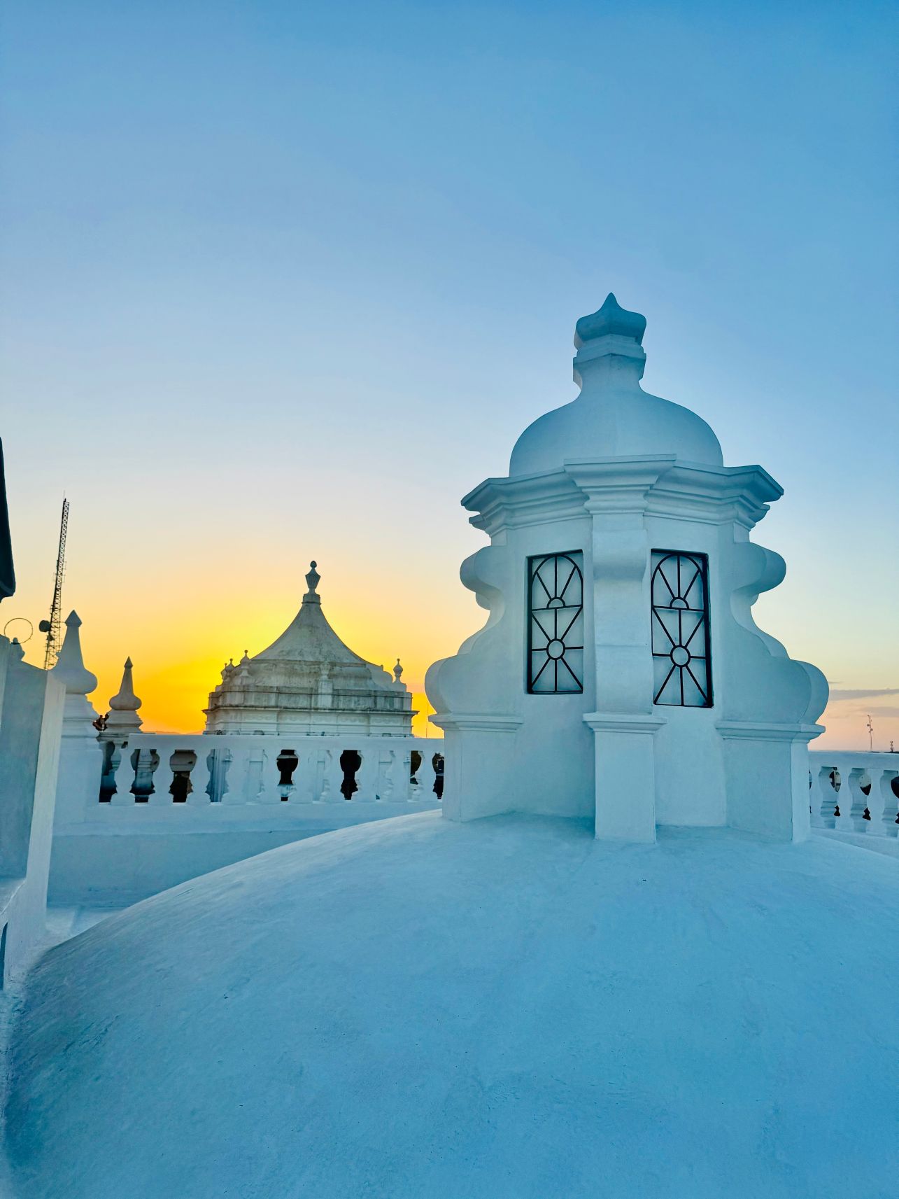 Buildings in Leon at sunset, Nicaragua