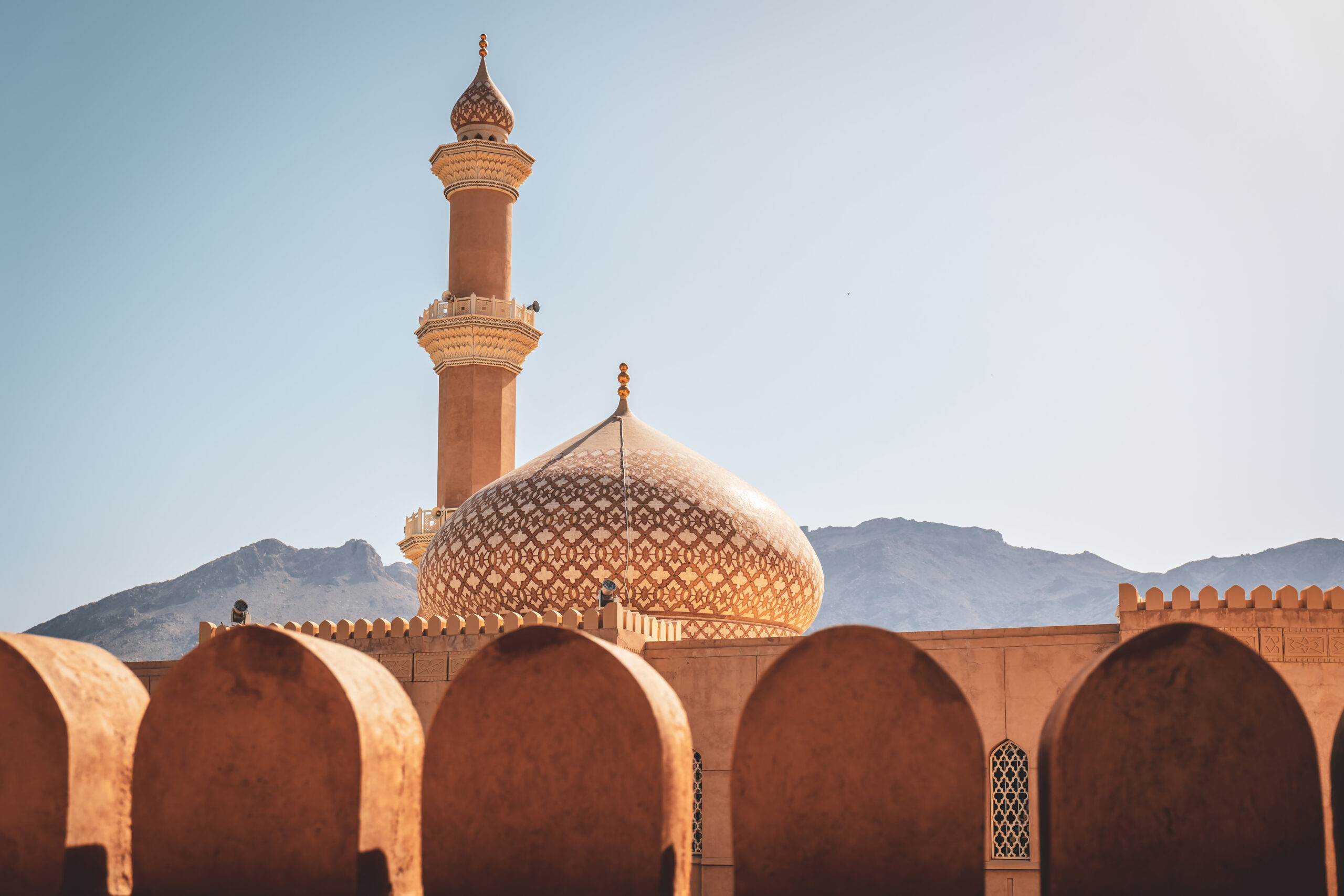 The historic fortress in the city of Nizwa, Oman.