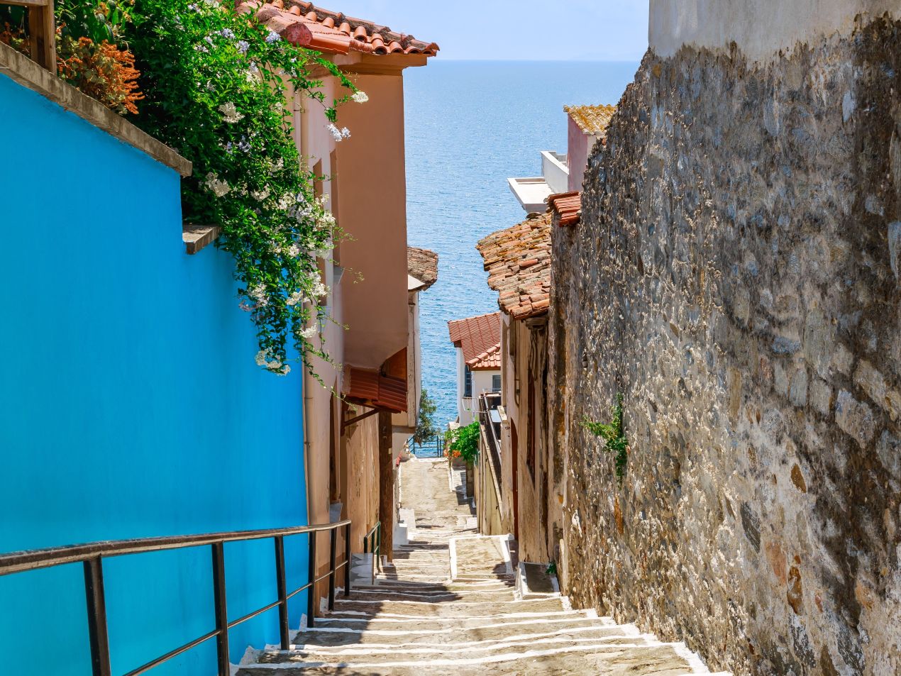 Side street in Kavala, Greece
