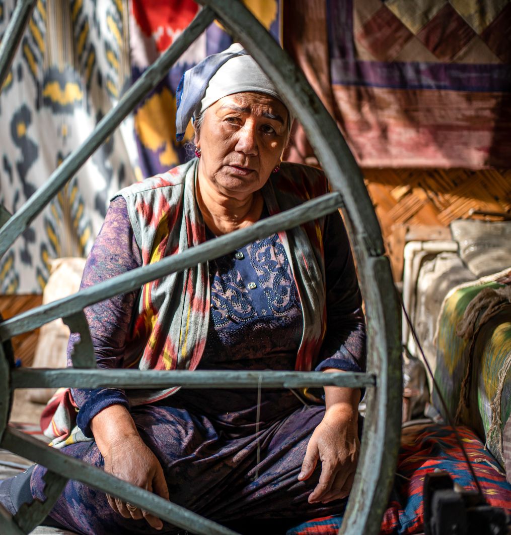 Traditional seamstress in Uzbekistan