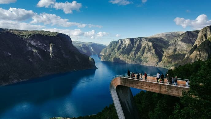 Fjords, peaks and a platform in the sky