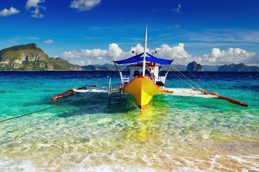 Traditional boat on Philippines beach